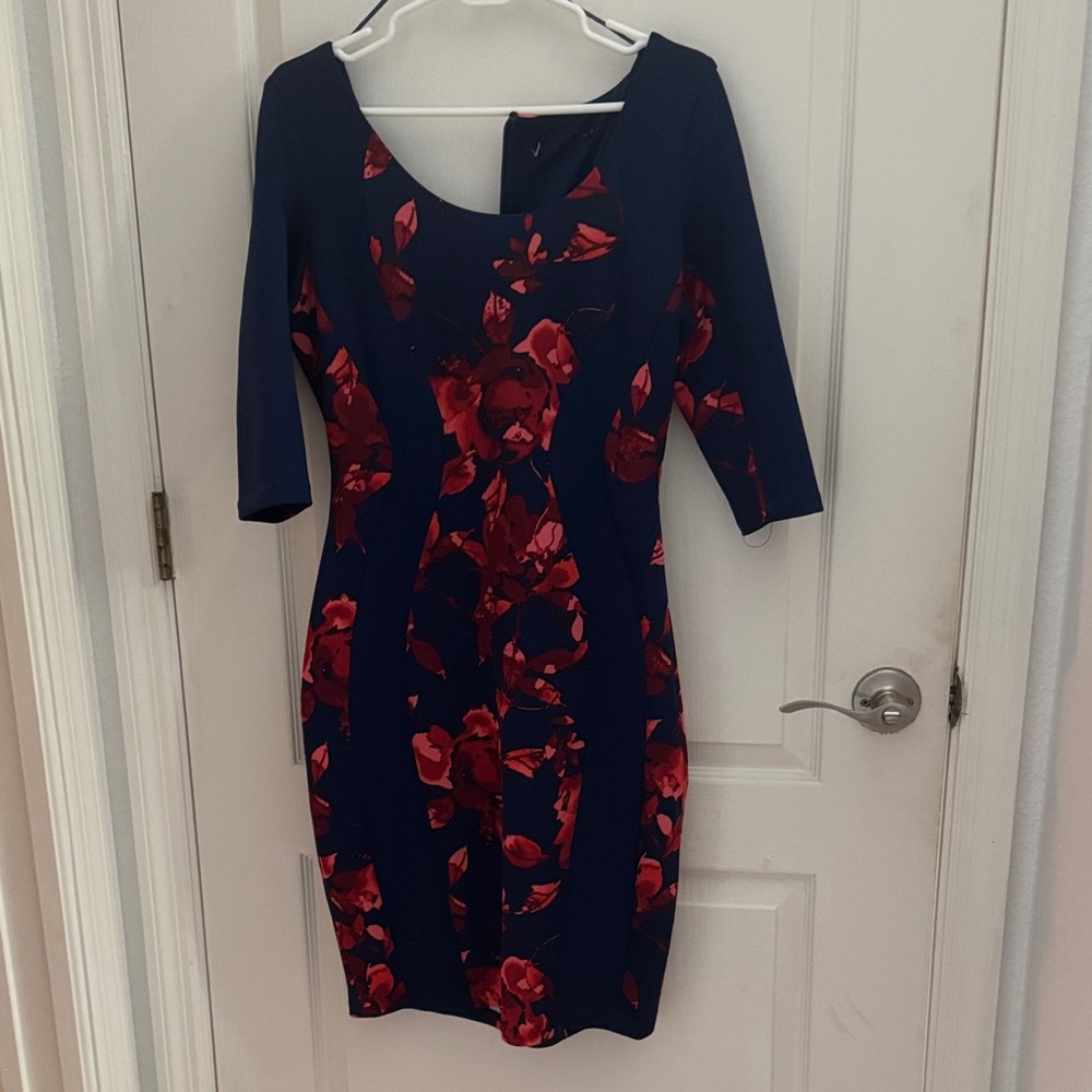 Navy and Red Floral Dress no tags